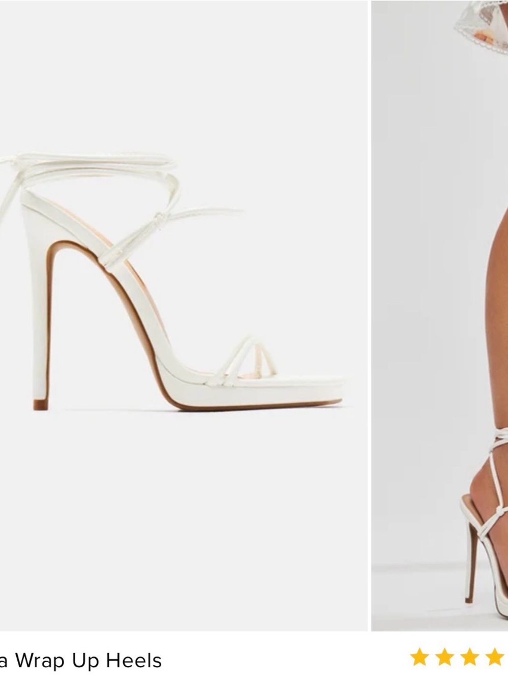 Fashion Nova White Wrap-Around Stiletto Sandals